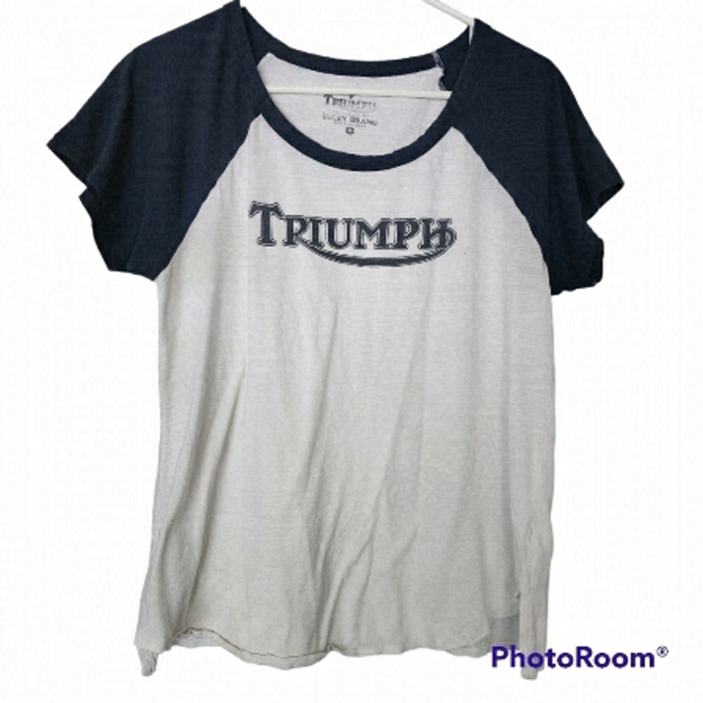 Lucky Brand triumph blue white t-shirt medium